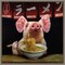 Oodles of Noodles (Pig) by Lucia Heffernan 16-in. W x 16-in. H. Canvas Wall Art Print Framed in Grey